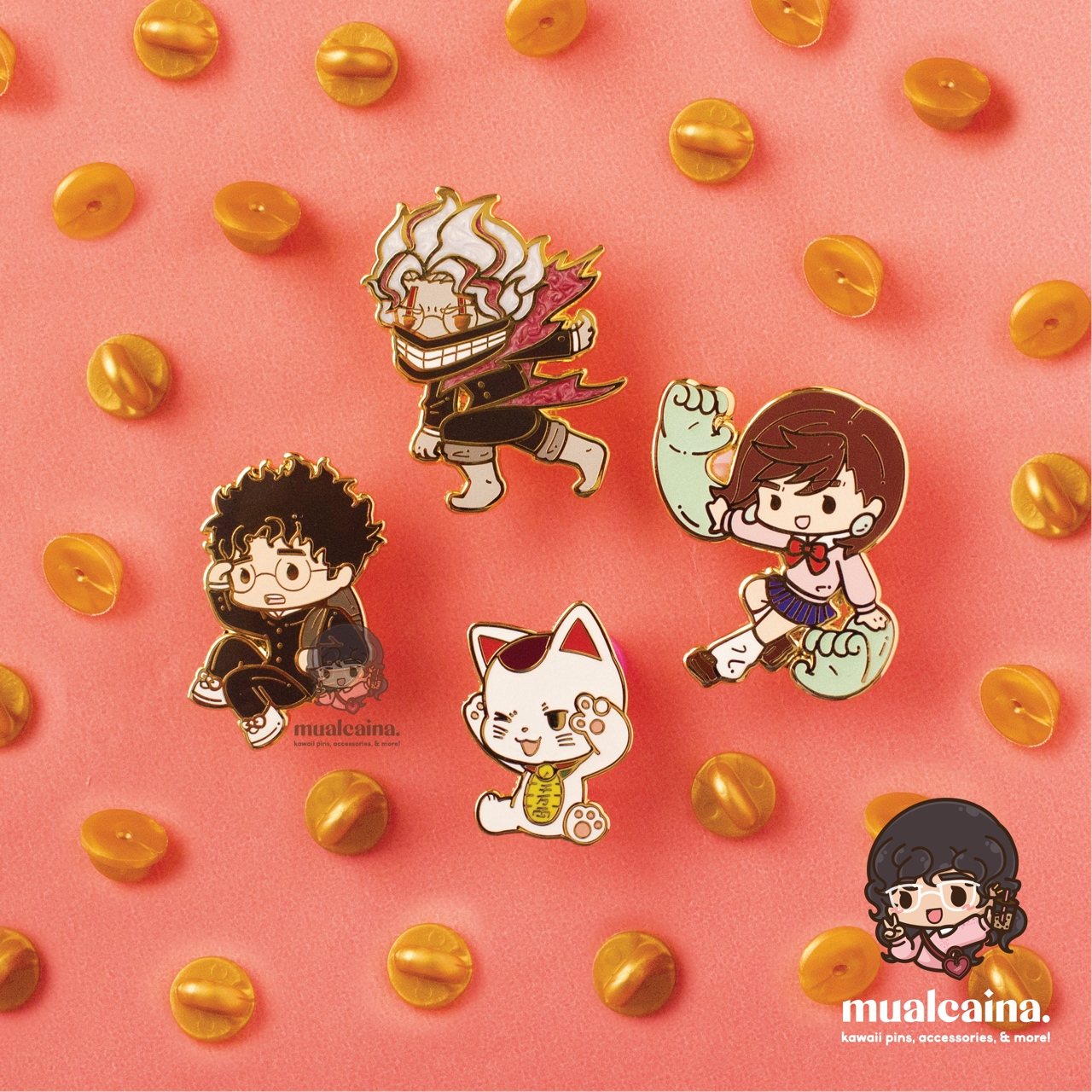 Anime Golden Balls Enamel Pins