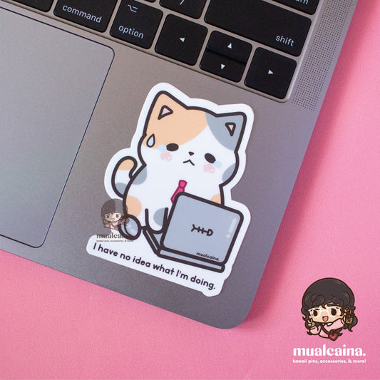 "I Have No Idea What I'm Doing" Cat Vinyl Sticker