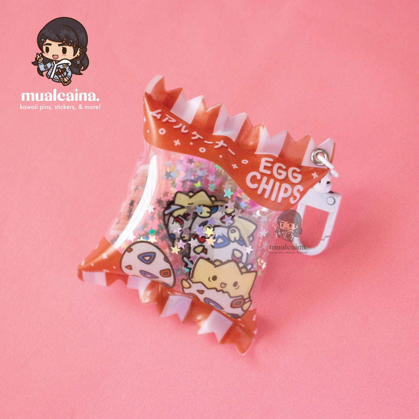 Egg Chips Bag Shaker Keychain