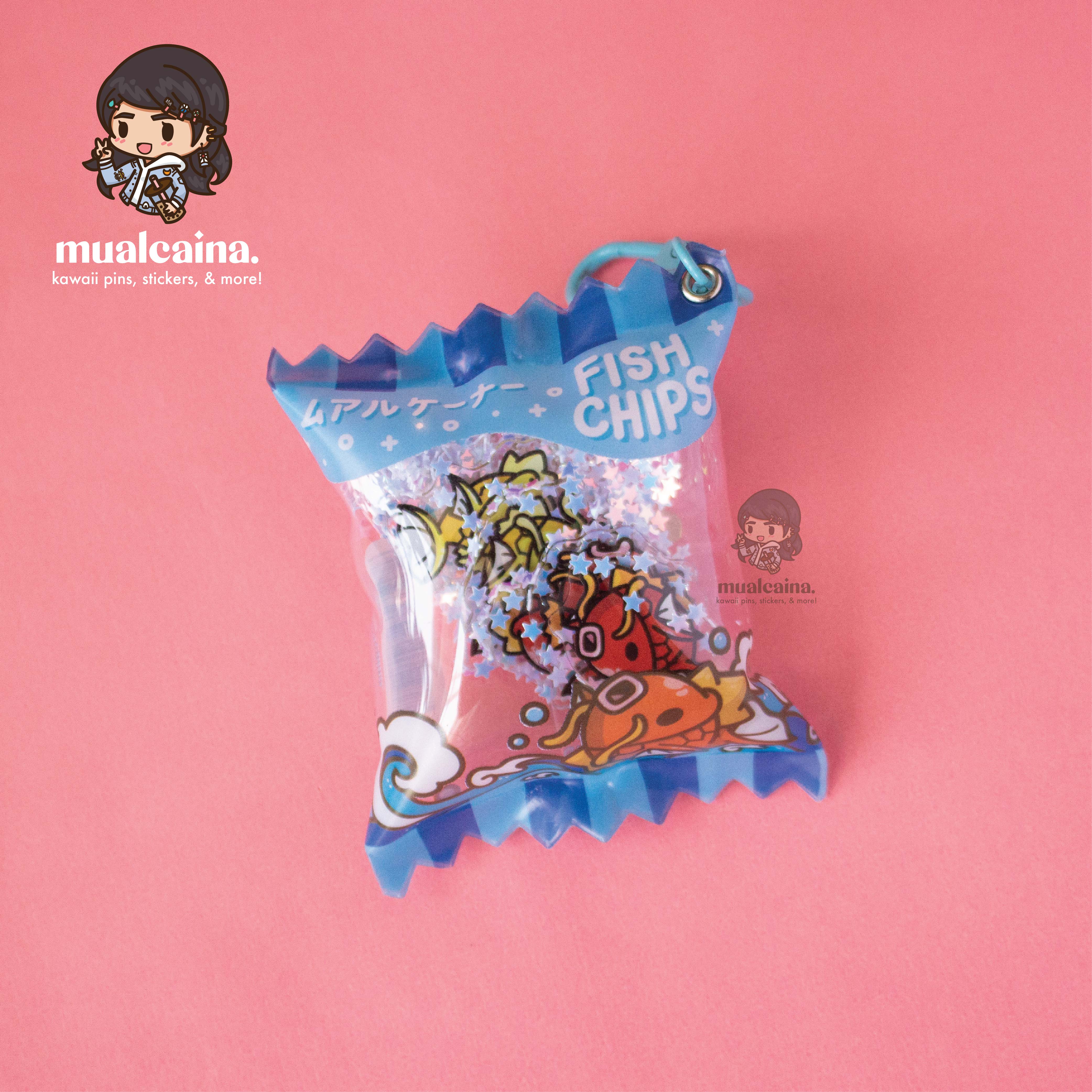 Mualcaina Fish Chips Bag Shaker Keychain