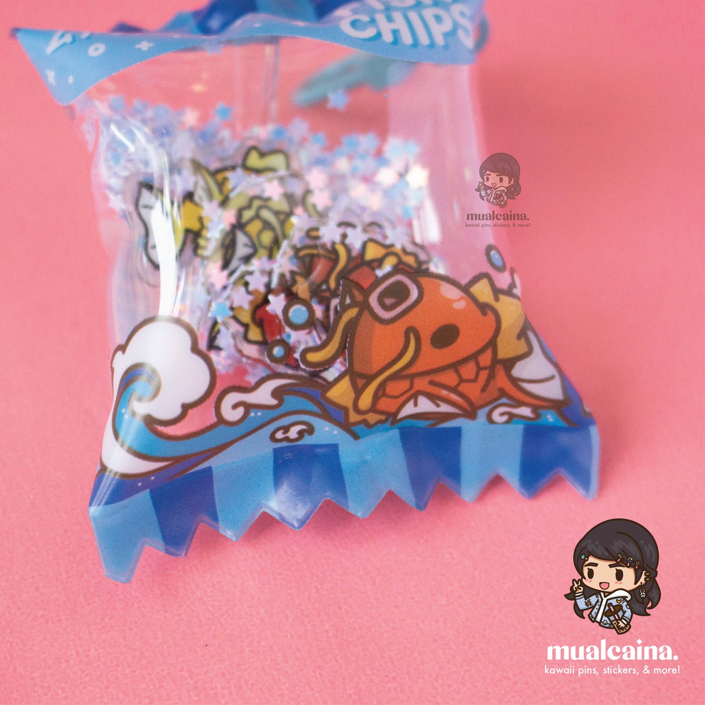 Fish Chips Bag Shaker Keychain