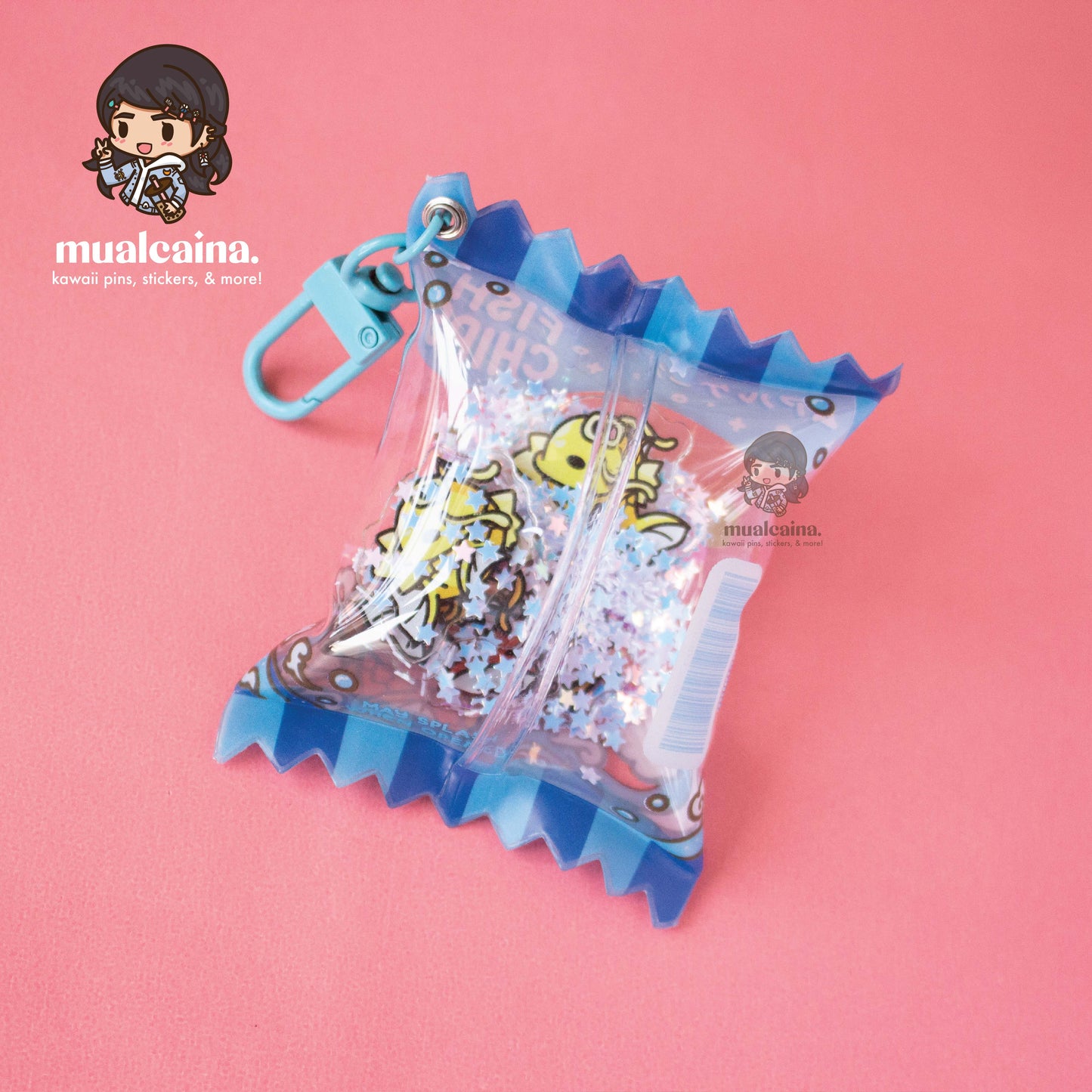 Fish Chips Bag Shaker Keychain
