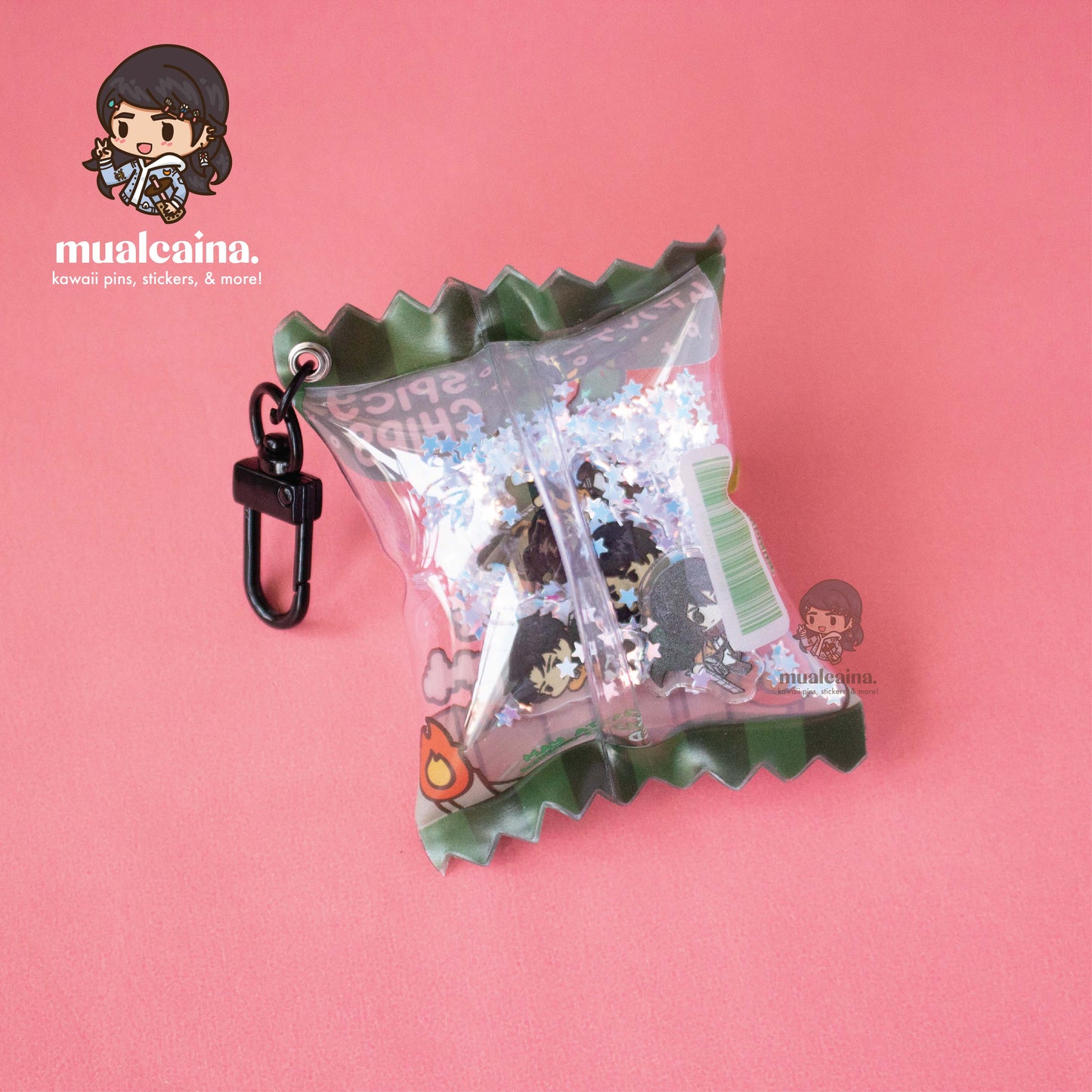 Spicy Chips Bag Shaker Keychain