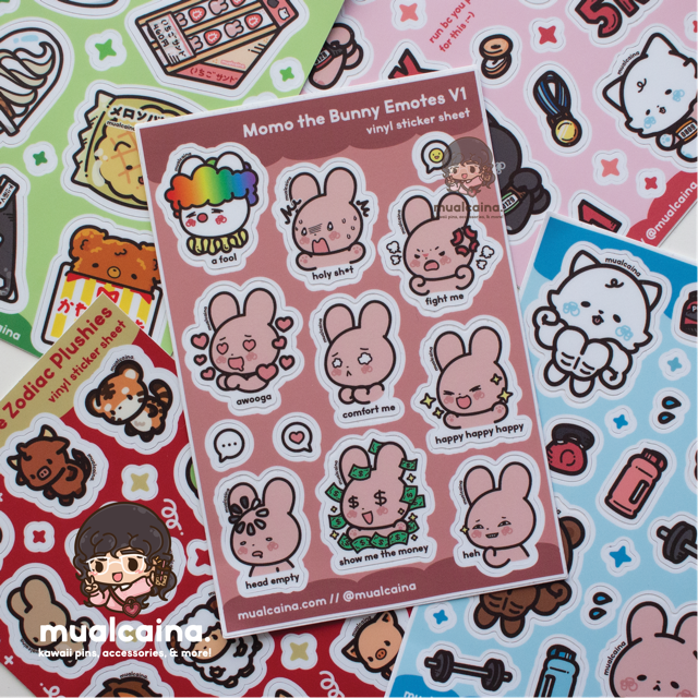 Momo the Bunny Emotes [Vinyl Sticker Sheet]