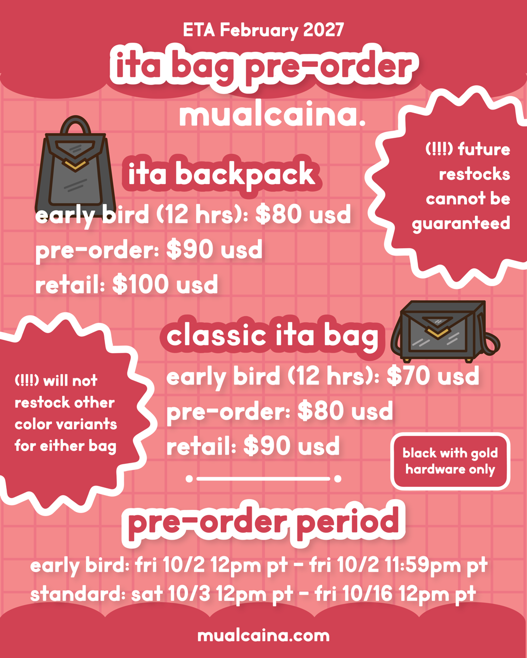 [PRE-ORDER] The Classic Ita Bag [SHIPS FEBRUARY 2027]