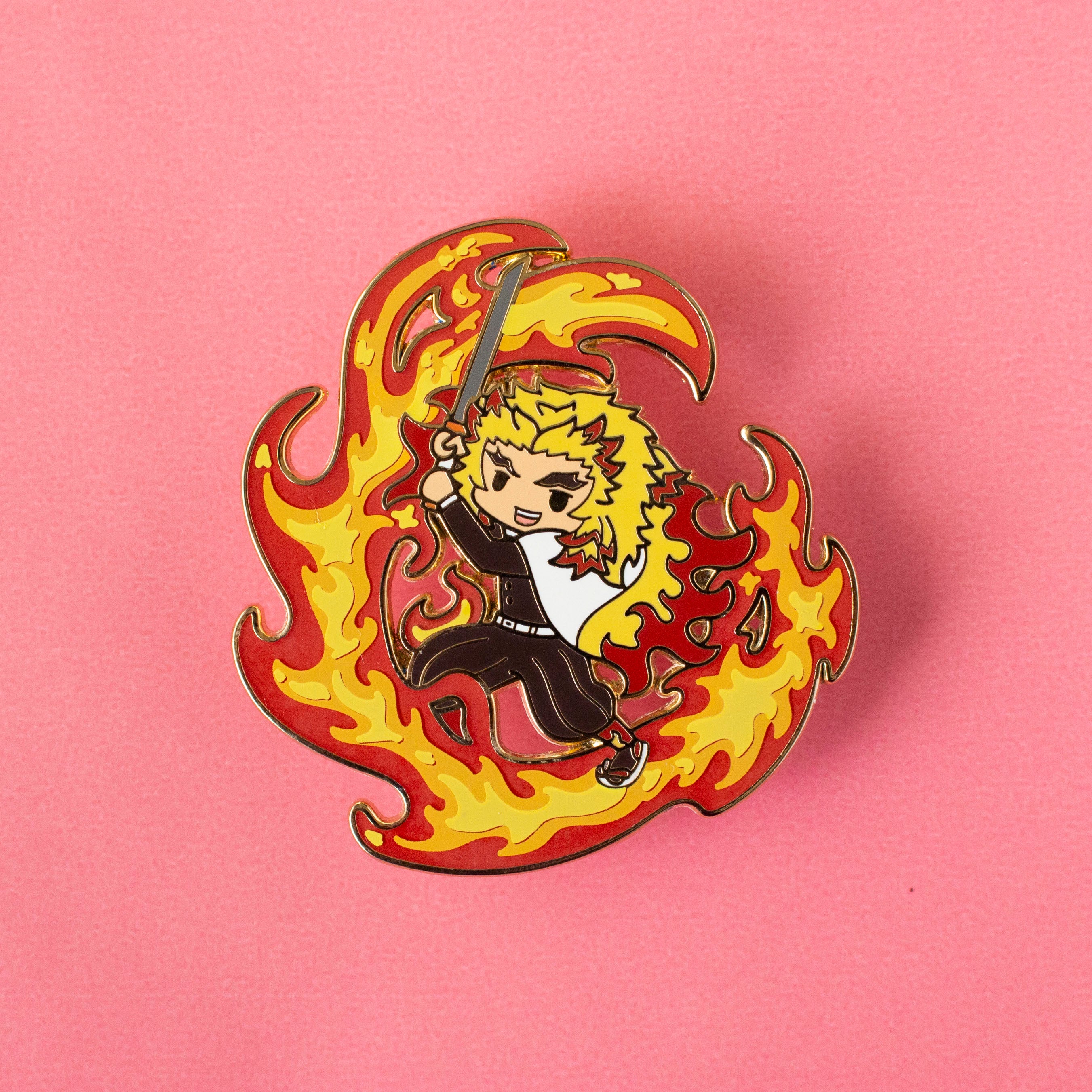 Akaza Upper Moon hot 3 9Tails Demon Slayer Gold Plated Enamel Anime Pin