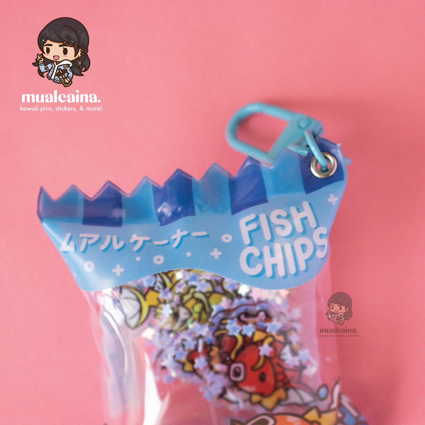 Fish Chips Bag Shaker Keychain